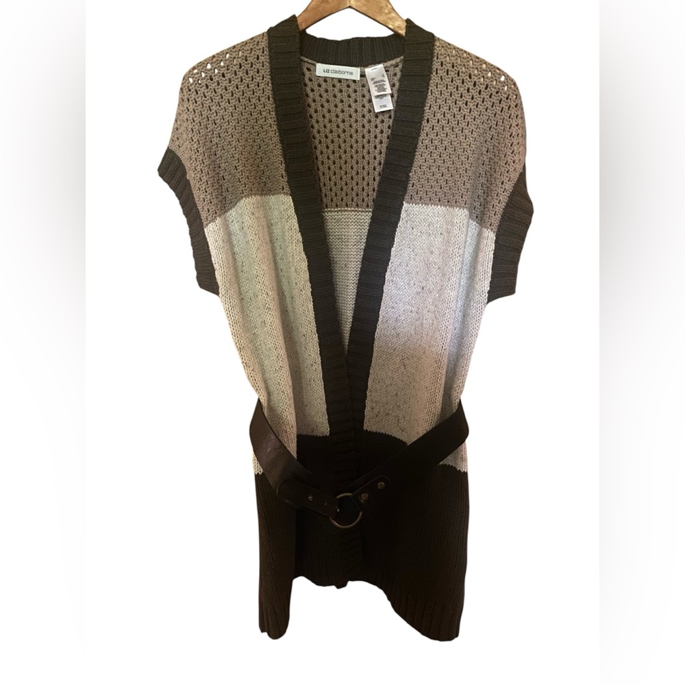 Liz Claiborne Women's Open Knitted Cardigan Sweater Vest Size Small